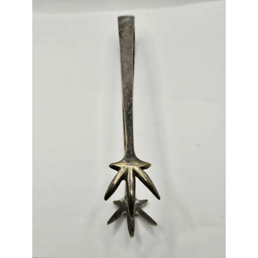 Large Claw-Foot Ice Tongs Silver Plated Design Shined